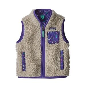 Patagonia Baby Retro X Vest Sherpa Fleece Full Zip Floral Cream Blue Size‎ 2T